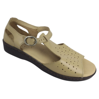 Romulo Sandalia Cuero Beige Mujer Talla 37 Ref 5129 